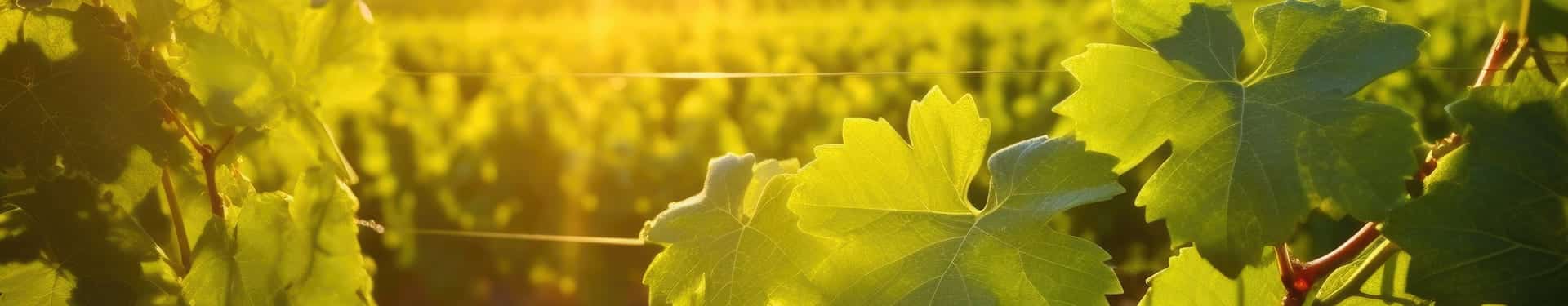 Des feuilles de vigne derrière un champ de vigne