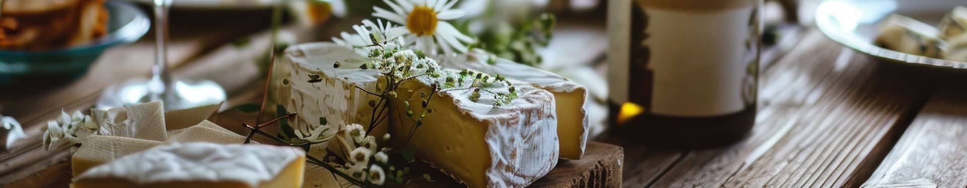 Un plateau de fromage sur une table en bois et une bouteille de vin