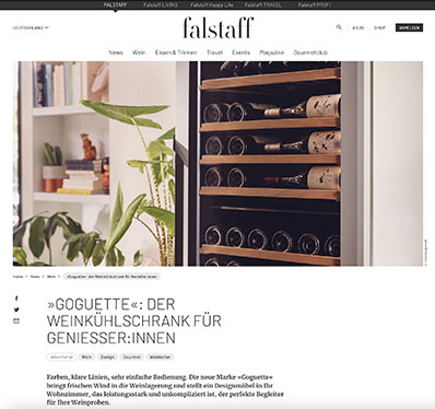 Article in Falstaff on Goguette wine fridges
